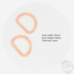 25mm (1in) D Ring – Rose Gold – 10 Pack
