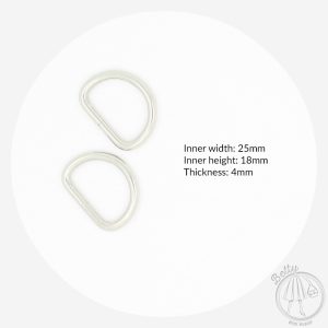 25mm (1in) D Ring – Silver – 2 Pack