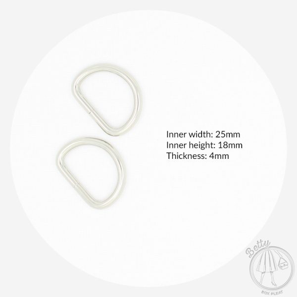 25mm (1in) D Ring – Silver – 2 Pack