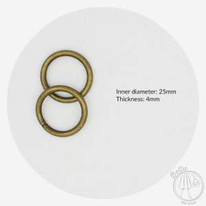 25mm (1in) O Ring – Antique Brass – 2 Pack