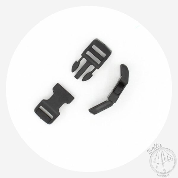 12mm (1/2in) CURVED Plastic Side Release Clips – Black – 2 Pack
