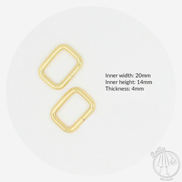 20mm (3/4in) Rectangle Ring – Gold – 2 Pack