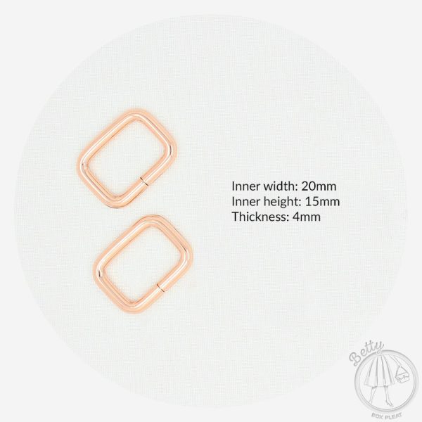 20mm (3/4in) Rectangle Ring – Rose Gold – 10 Pack
