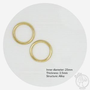 25mm (1in) Alloy O Ring – Gold – 2 Pack