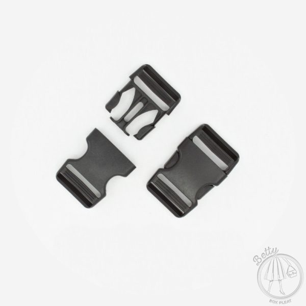 25mm (1in) Plastic Side Release Clips – Black – 2 Pack