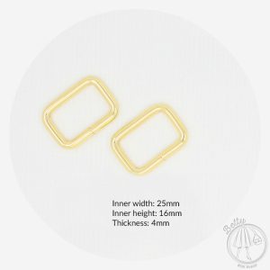 25mm (1in) Rectangle Ring – Gold – 2 Pack