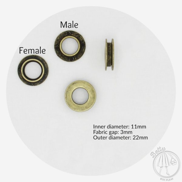 11mm – No Tool Eyelets – Antique Brass – 10 Pack