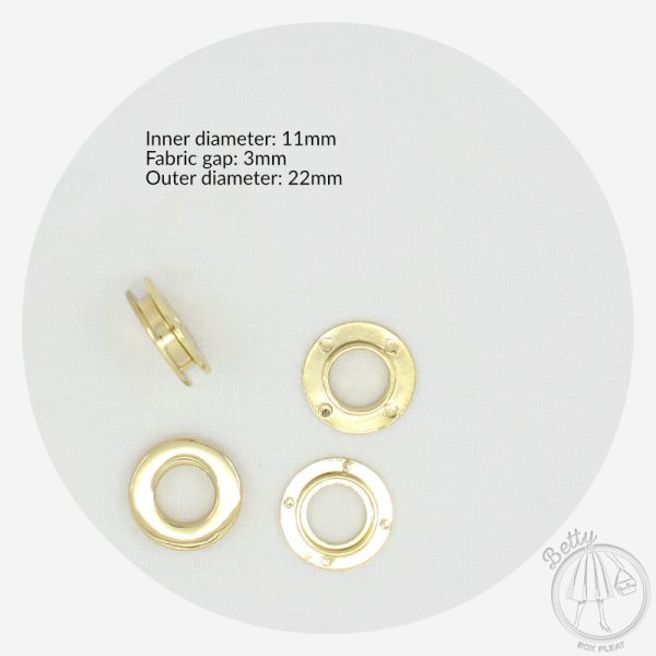 11mm – No Tool Eyelets – Gold – 4 Pack