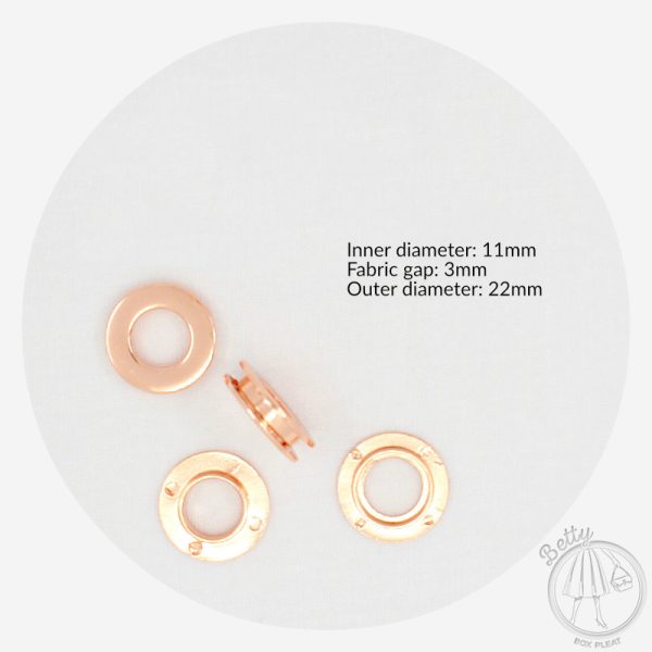 11mm – No Tool Eyelets – Rose Gold – 10 Pack