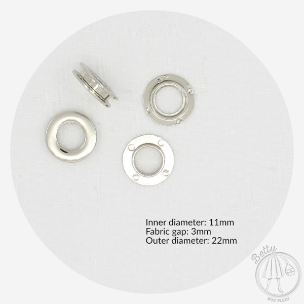 11mm – No Tool Eyelets – Silver – 10 Pack