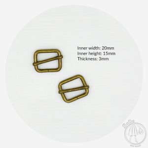 20mm (3/4in) Slide – Antique Brass – 10 Pack