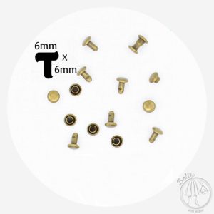 6mm x 6mm Rivets – Antique Brass – 20 Pack