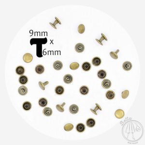 9mm x 6mm Rivets – Antique Brass – 20 Pack