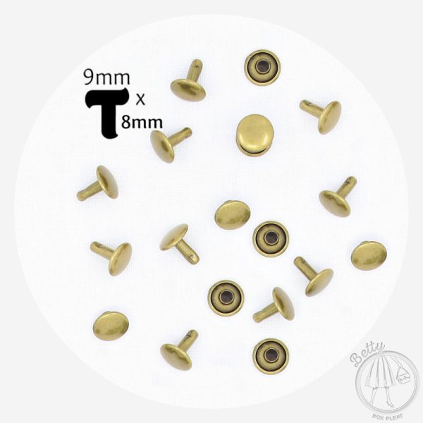 9mm x 8mm Rivets – Antique Brass – 20 Pack