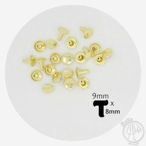 9mm x 8mm Rivets – Gold – 20 Pack