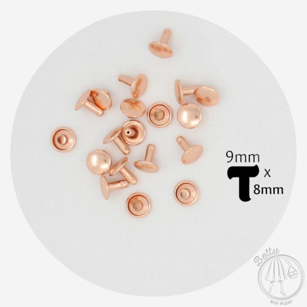 9mm x 8mm Rivets – Rose Gold – 20 Pack