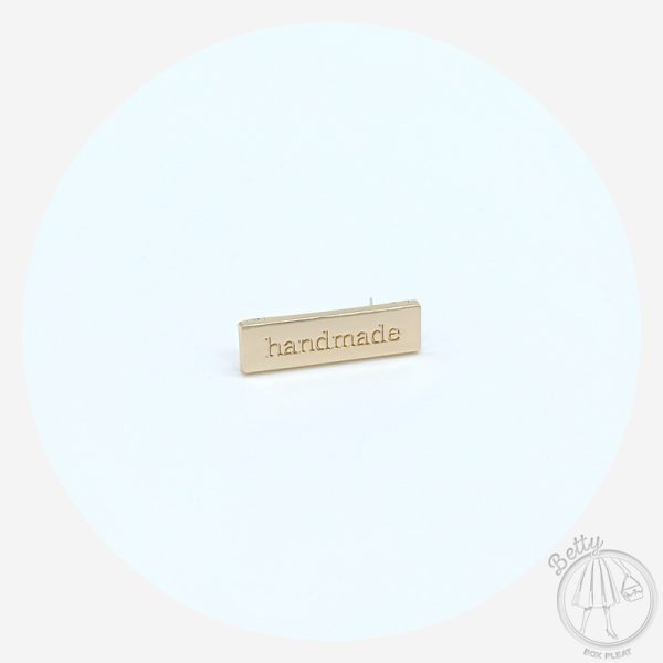 Handmade – Rectangle Label – Gold – 5 Pack