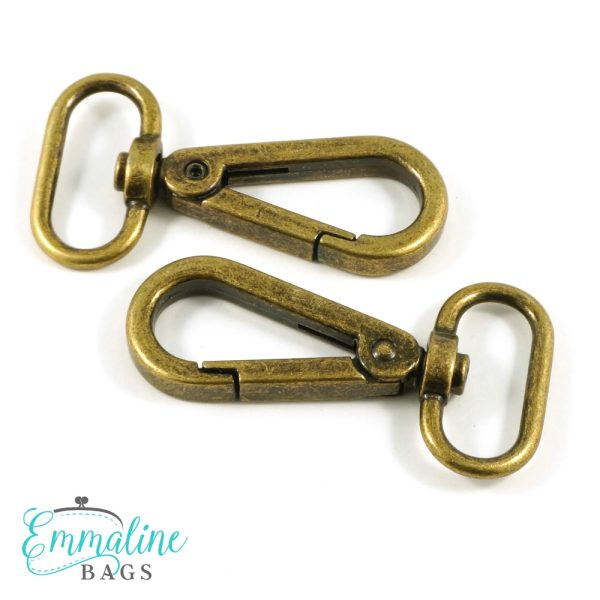 25mm (1in) Emmaline Bags Flat Swivel Snap Hook – Antique Brass