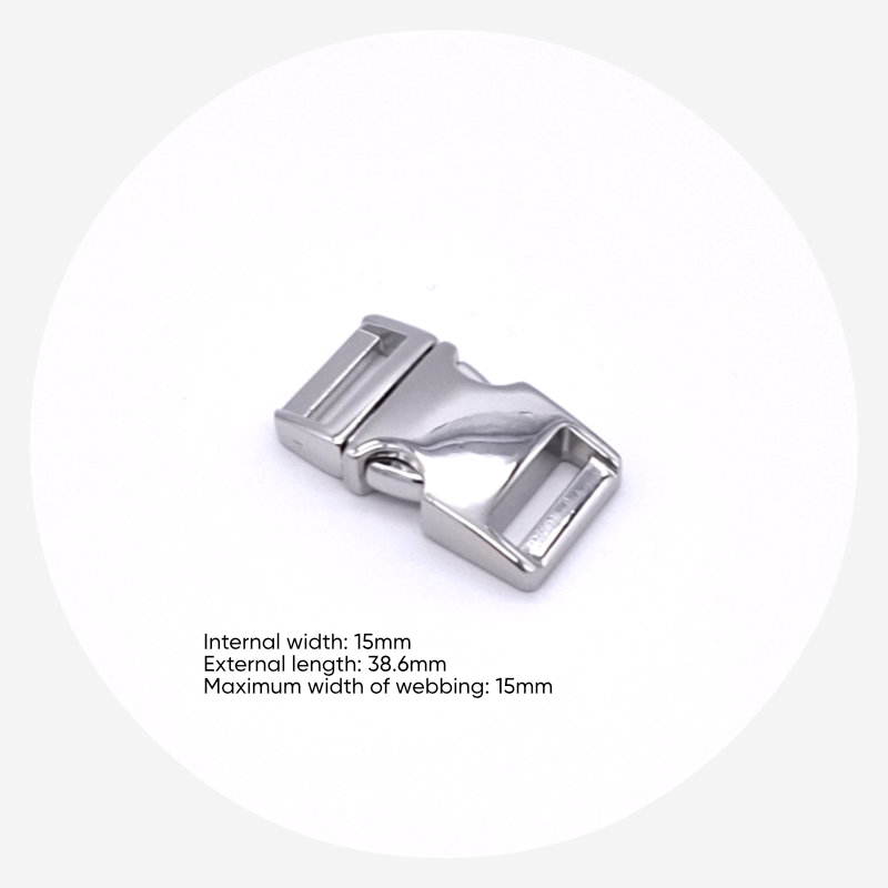 15mm Side Release Clips – Silver