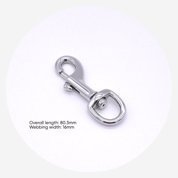 16mm (5/8in) Swivel Dog Clip – Silver – 10 pack