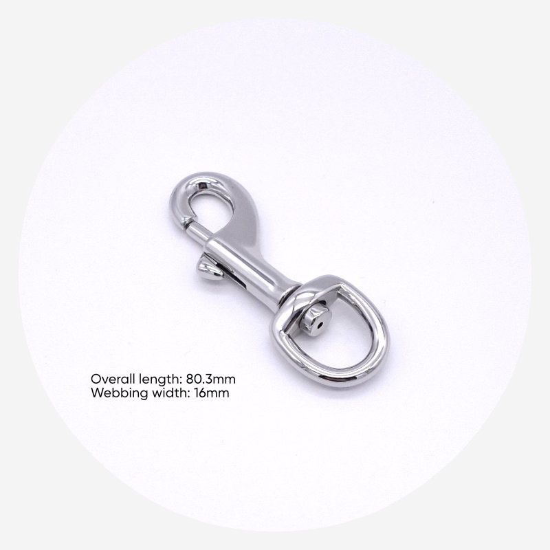 16mm (5/8in) Swivel Dog Clip – Silver – 10 pack