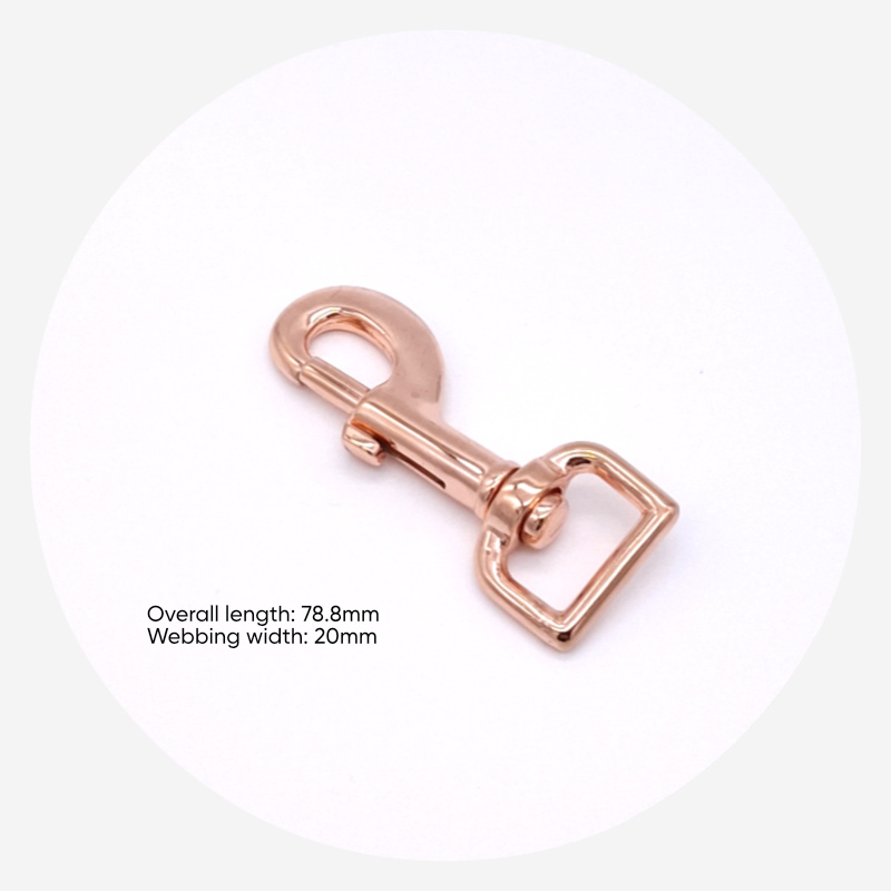 20mm (3/4in) Swivel Dog Clip – Rose Gold – 10 pack