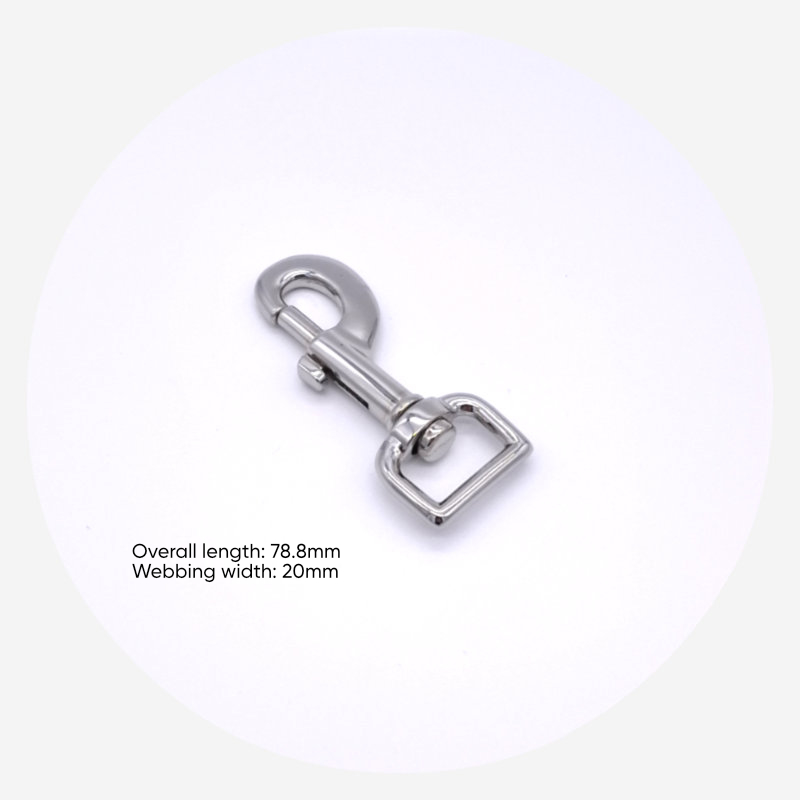 20mm (3/4in) Swivel Dog Clip – Silver – 10 pack