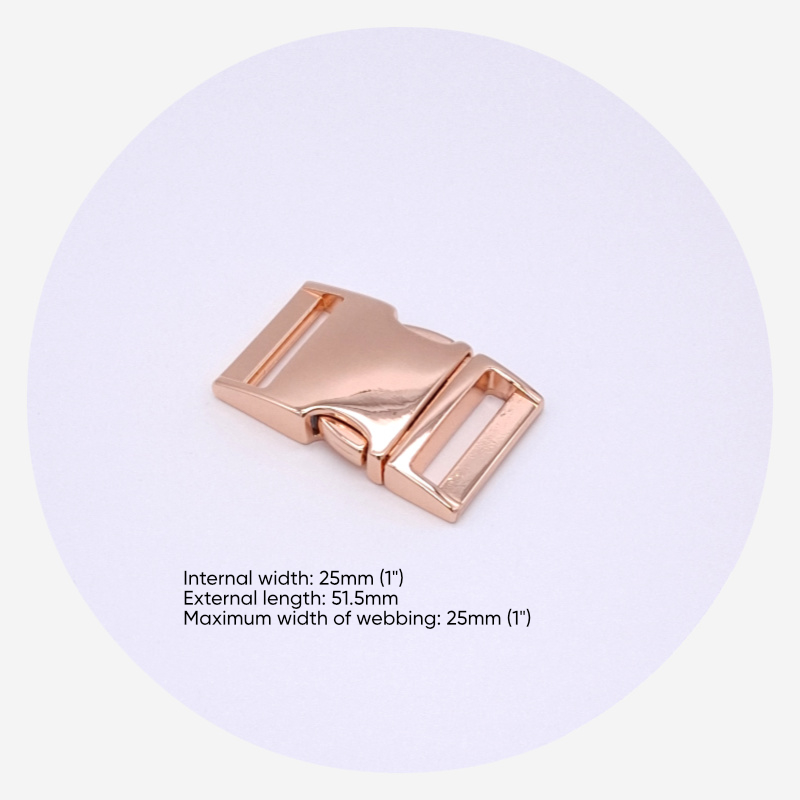 25mm (1in) Side Release Clips – Rose Gold
