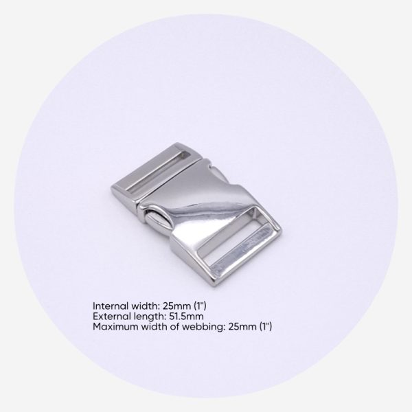 25mm (1in) Side Release Clips – Silver
